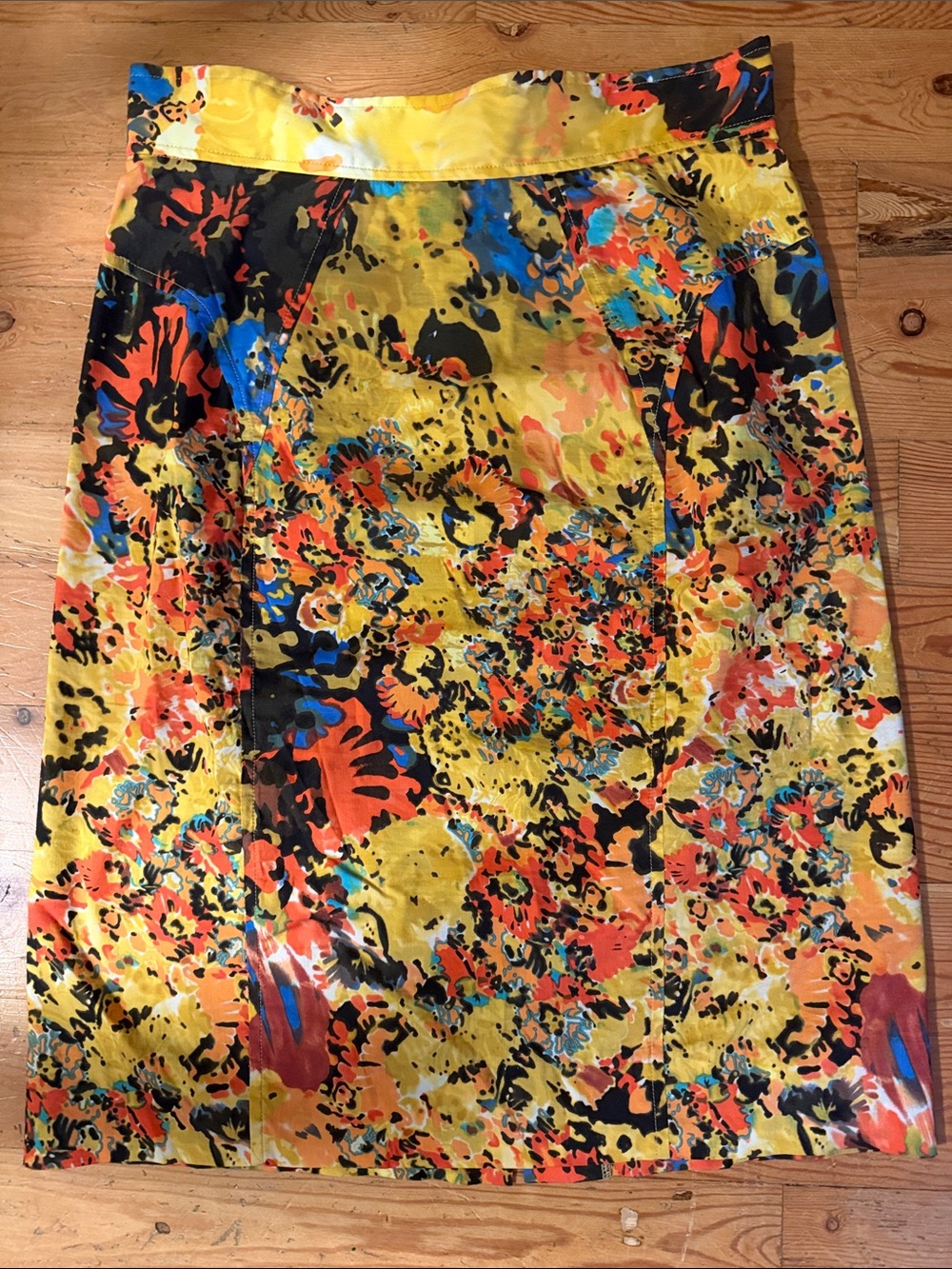 Anthropologie Tracy Reese Yellow Multicolor Abstract Floral Pencil Skirt